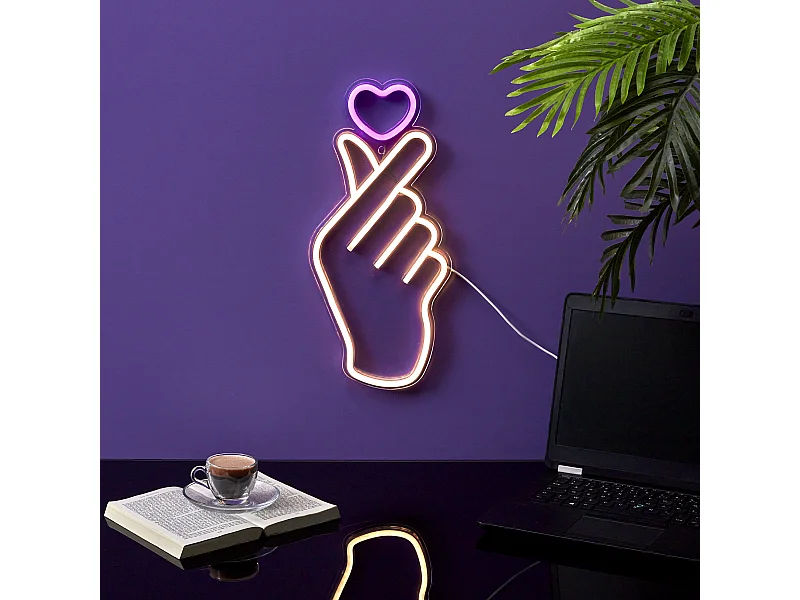 Lampe Led Effet Neon Signe Cœur Effet Usb Jaune, Rose