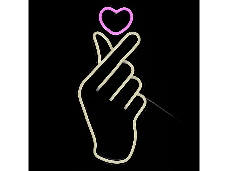 Lampe Led Effet Neon Signe Cœur Effet Usb Jaune, Rose