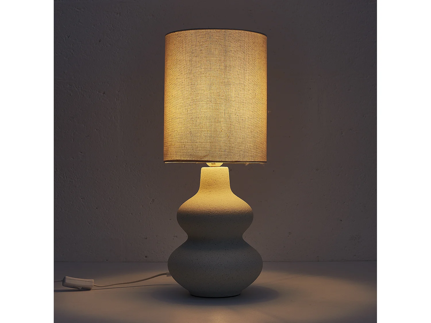 Lampe Ceramique Creme H50cm Blanc