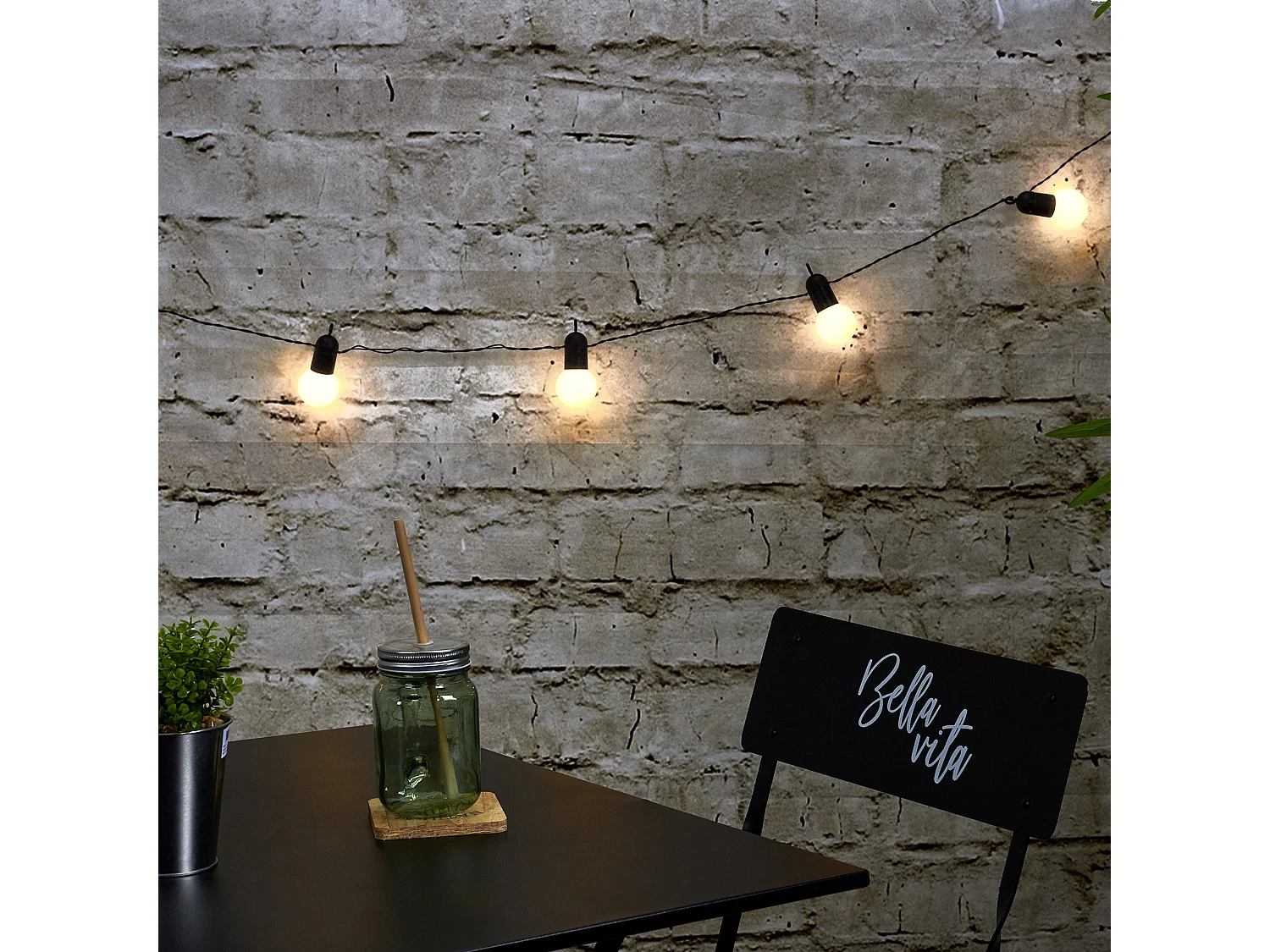 Guirlande Solaire Ampoules Blanches 20 Leds Blanc