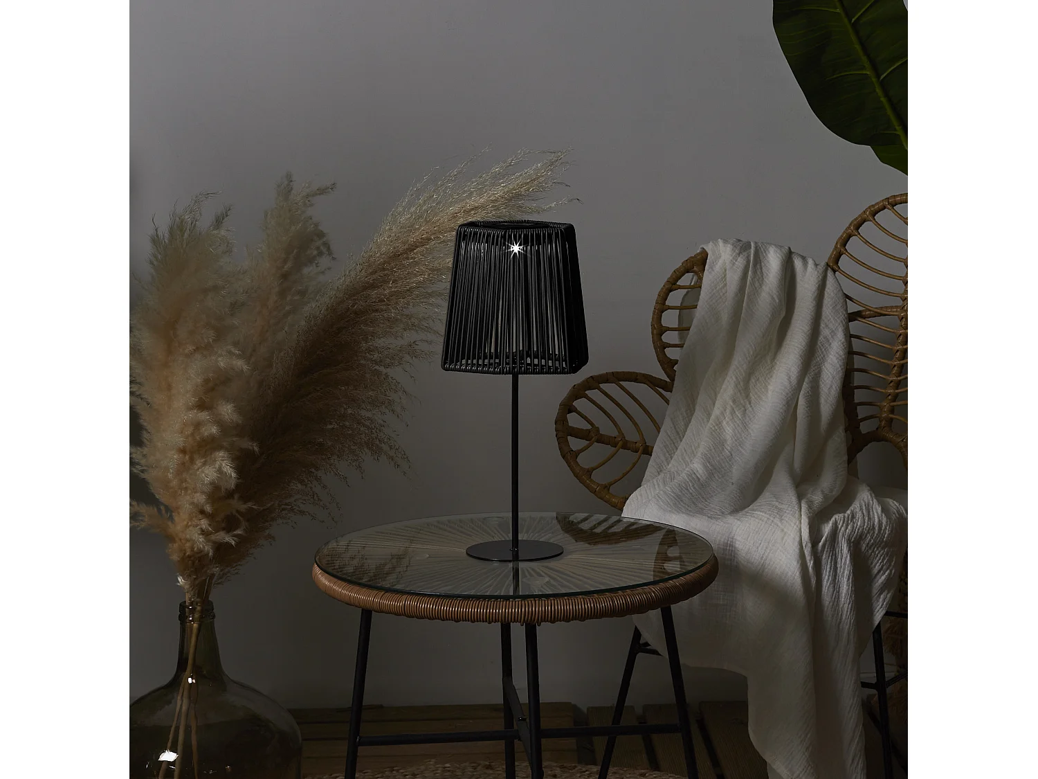 Lampe De Table Solaire Turquoise H40cm Bleu