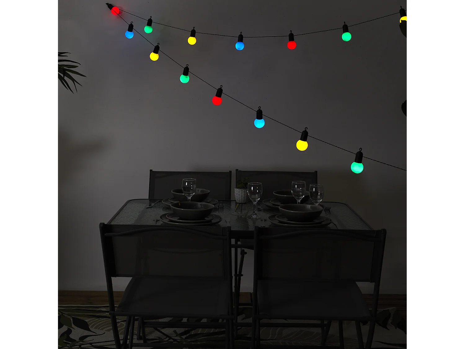 Guirlande Solaire Ampoules 4 Couleurs 20 Leds Multicolore