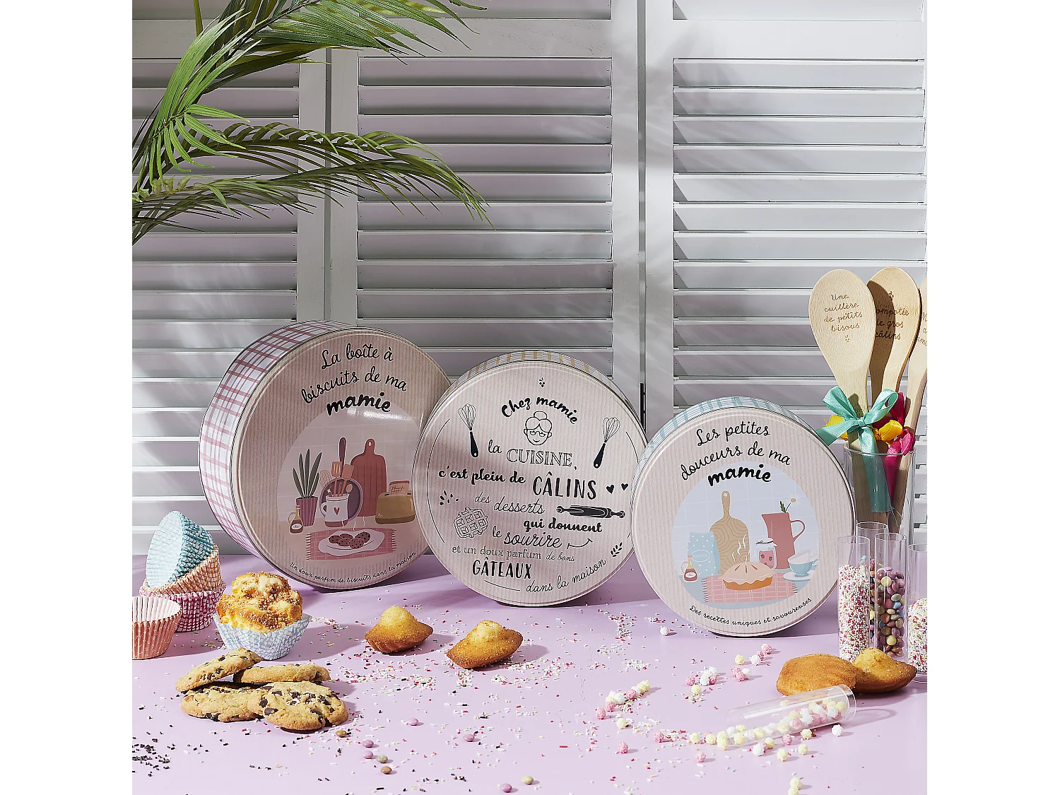 Boites Metales Avec Top Transparent X3 Rose, Bleu, Beige