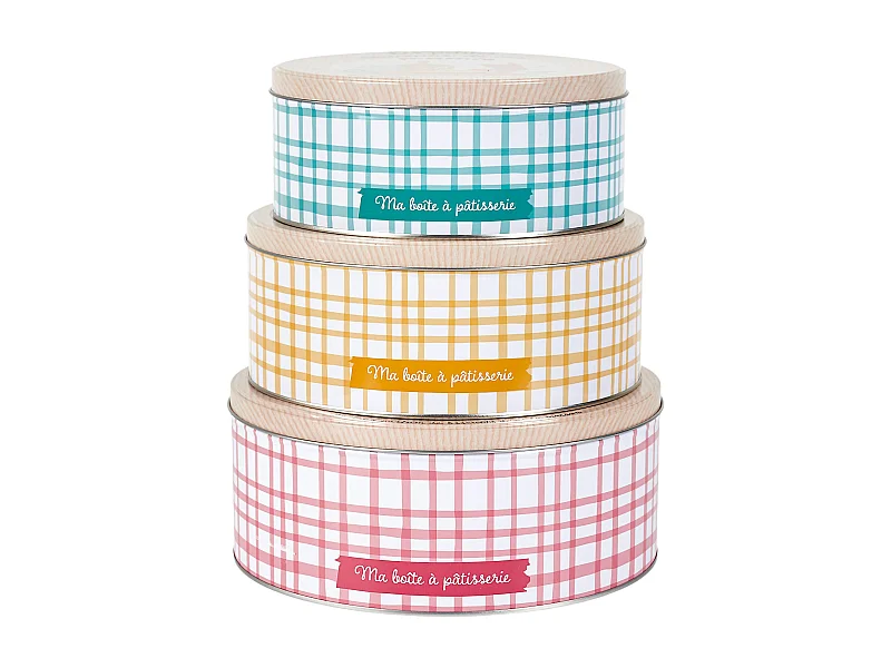 Boites Metales Avec Top Transparent X3 Rose, Bleu, Beige