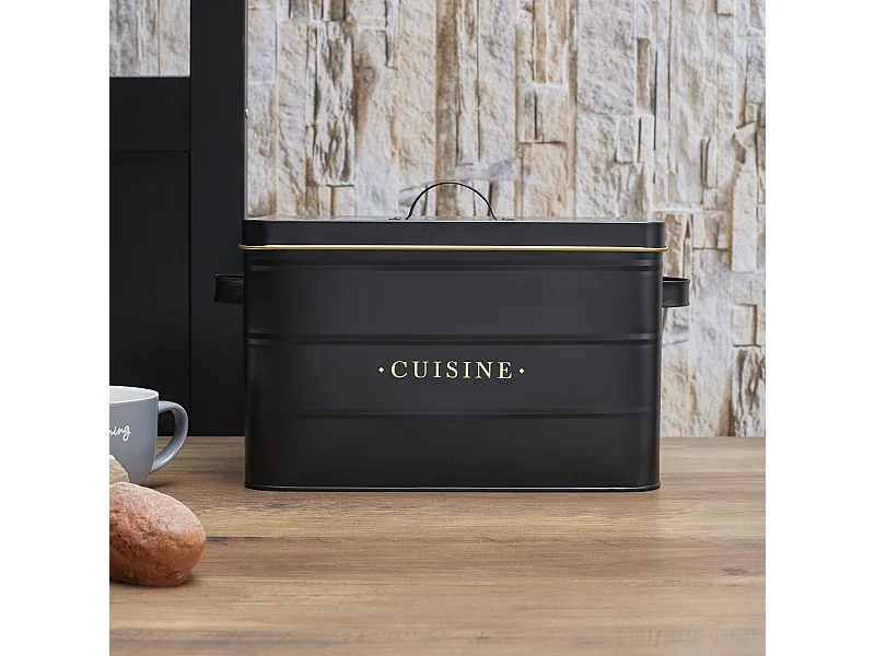 Boite Metal Noir Et Dore Cuisine M4 Noir, Or