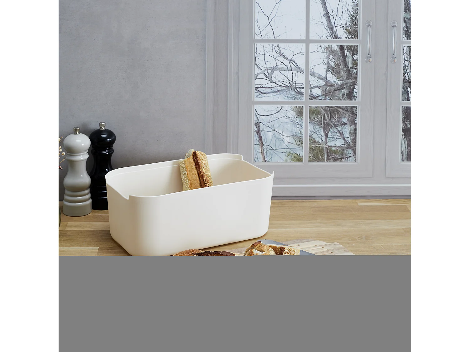 Boite A Pain Couvercle Planche Acacia Blanc, Marron