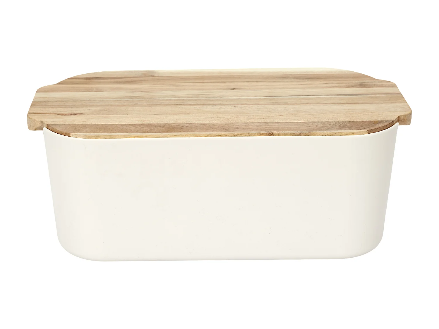 Boite A Pain Couvercle Planche Acacia Blanc, Marron