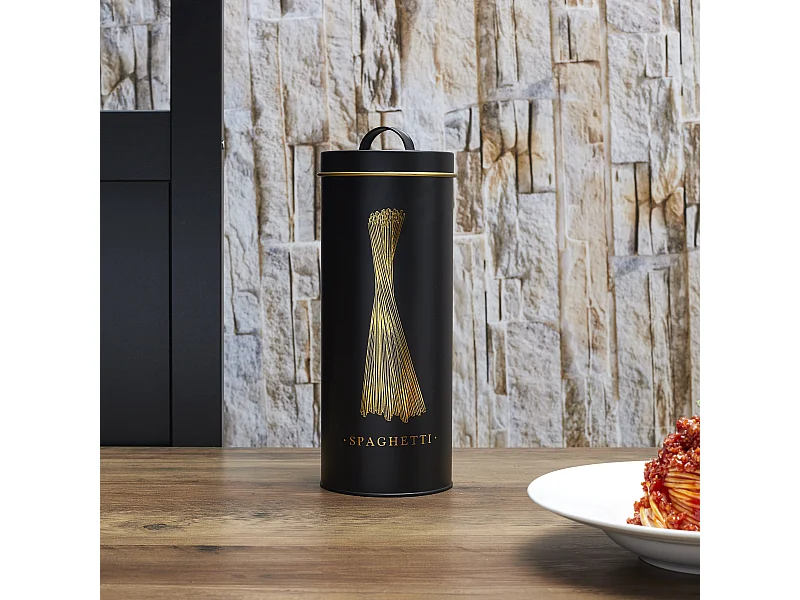 Boite Metal Noir Et Dore Spaghetti M12 Noir, Or