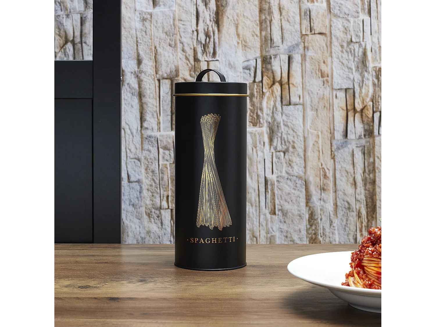Boite Metal Noir Et Dore Spaghetti M12 Noir, Or