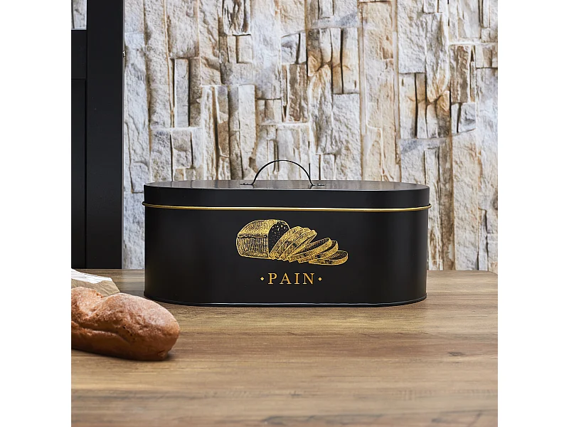 Boite Metal Noir Et Dore Pain M4 Noir, Or