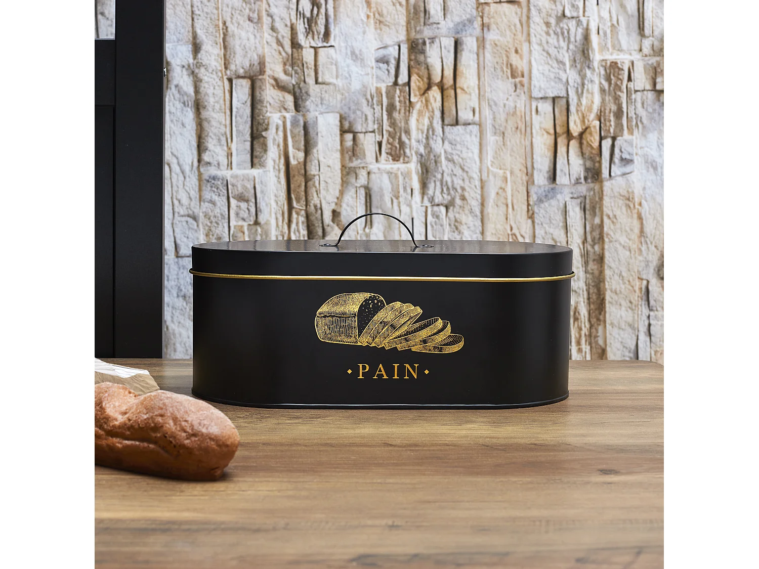Boite Metal Noir Et Dore Pain M4 Noir, Or