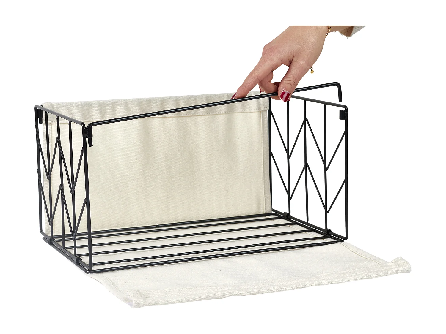 Bac De Rangement Pliable Taille M Noir, Beige