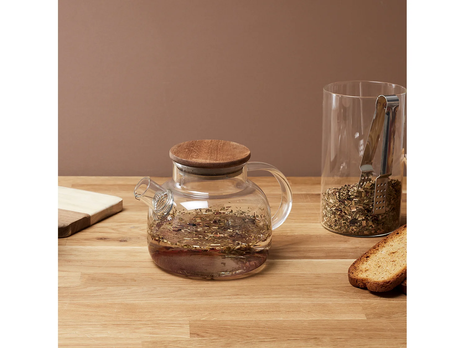 Theiere Verre Acacia 90cl In0/m12 Marron, Transparent