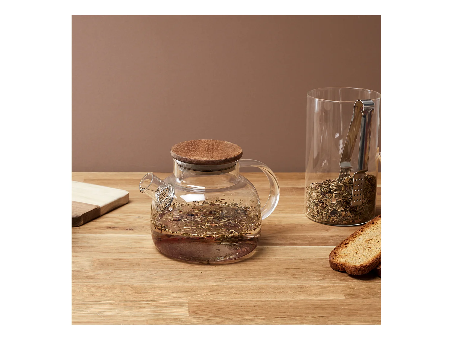 Theiere Verre Acacia 90cl In0/m12 Marron, Transparent