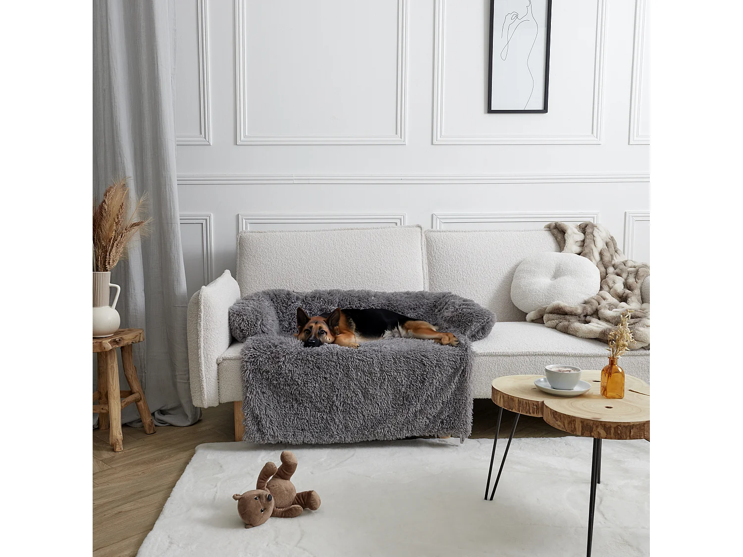 Lit Pour Animal 90x90x15cm Gris
