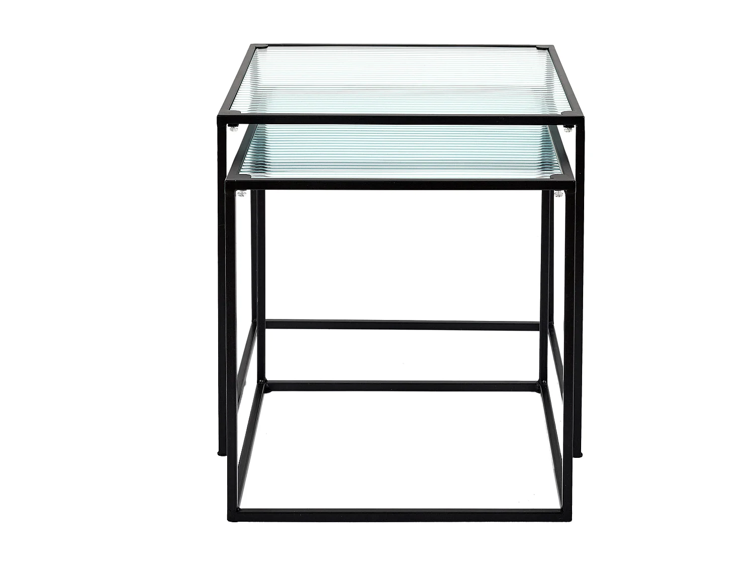 Table Gigogne Verre Et Metal X2 Noir, Transparent