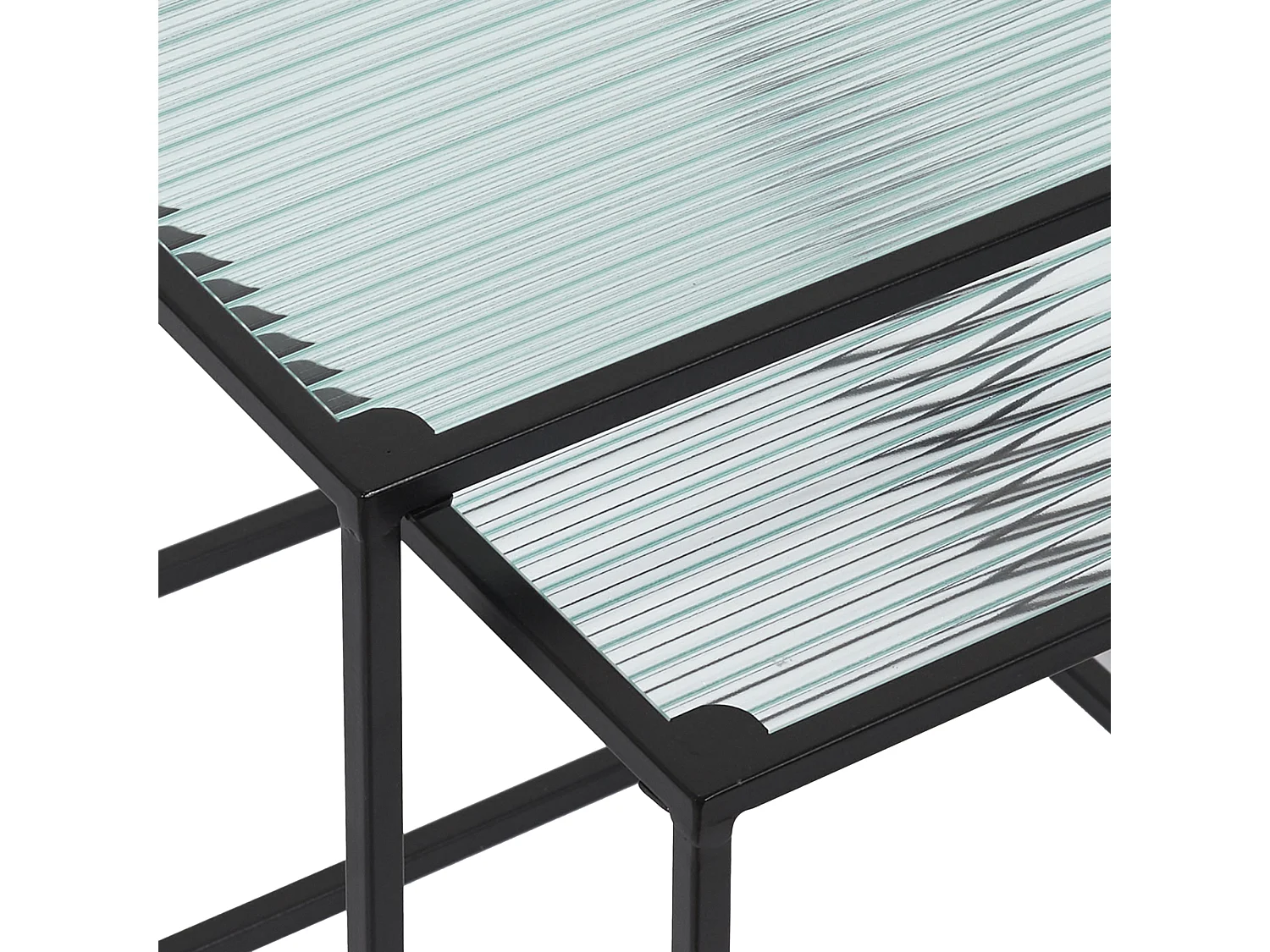 Table Gigogne Verre Et Metal X2 Noir, Transparent