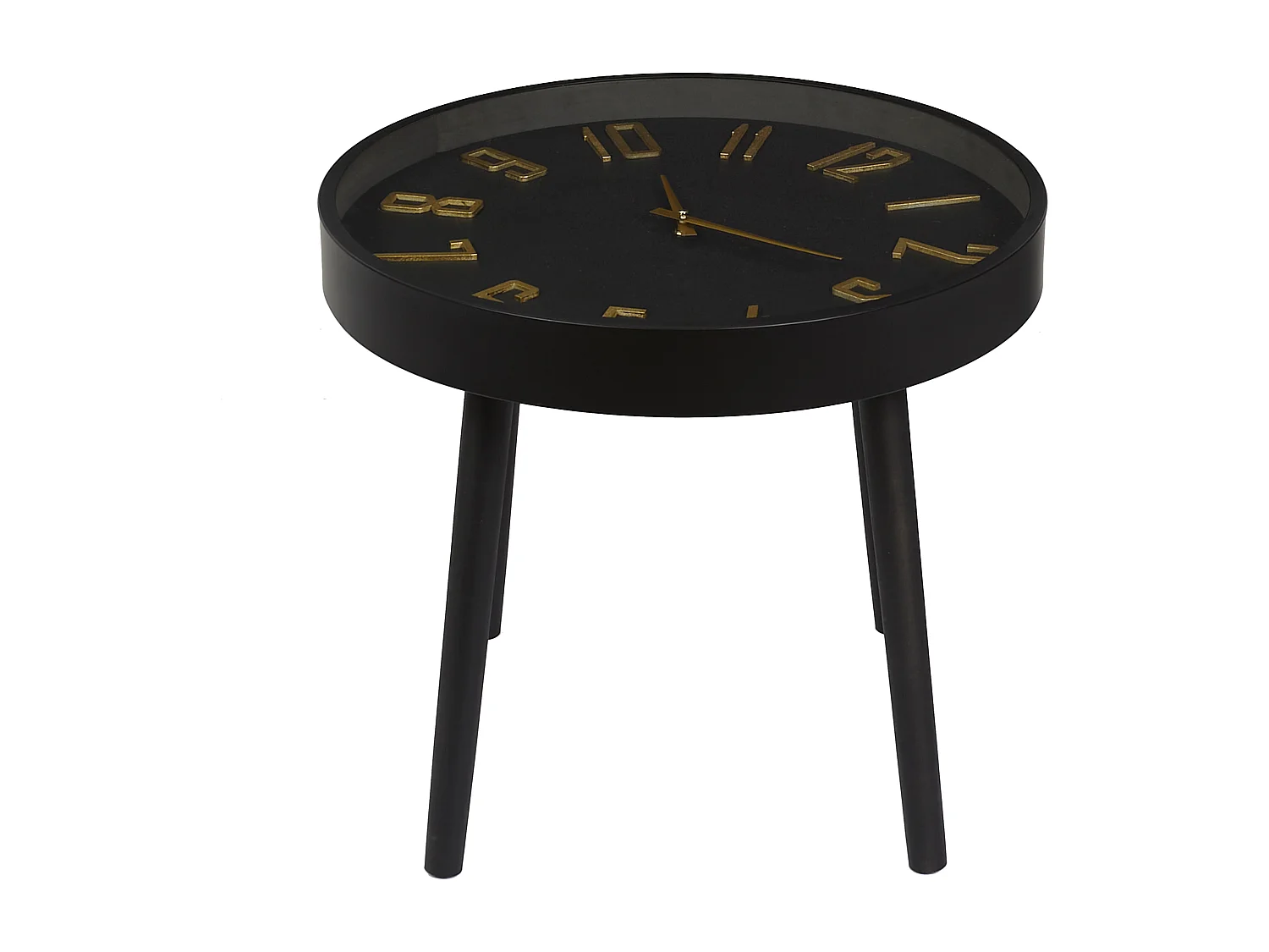 Table Horloge Lounge D50cm Marron, Noir