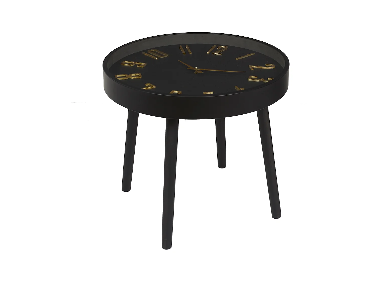 Table Horloge Lounge D50cm Marron, Noir