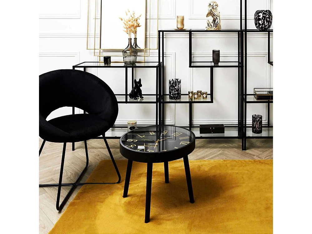 Table Horloge Lounge D50cm Marron, Noir