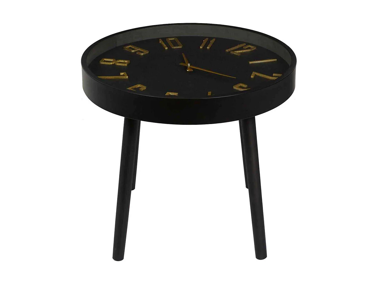 Table Horloge Lounge D50cm Marron, Noir