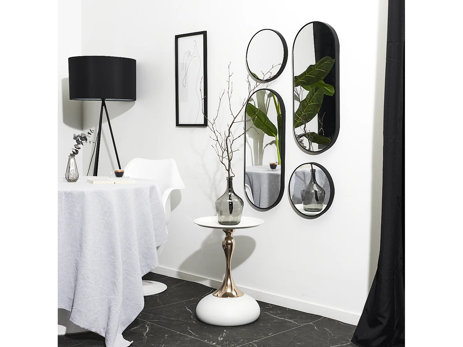 Table D Appoint Portobello Blanc Blanc, Or