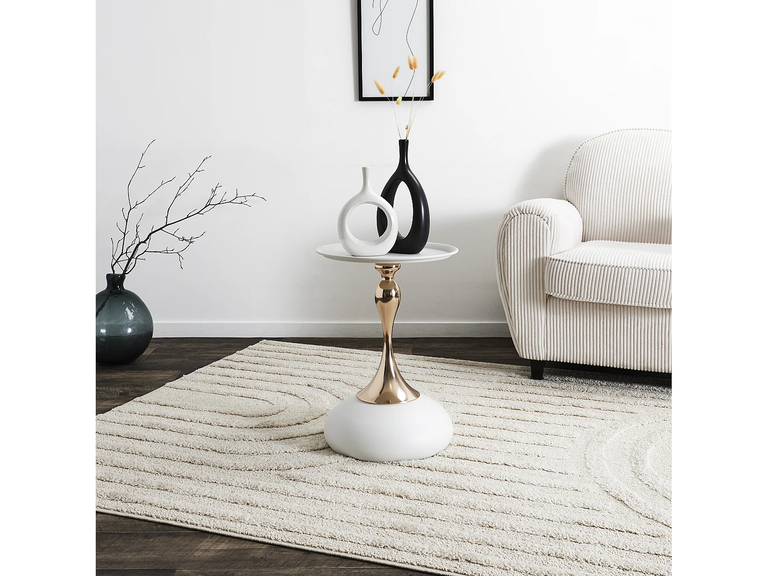 Table D Appoint Portobello Blanc Blanc, Or