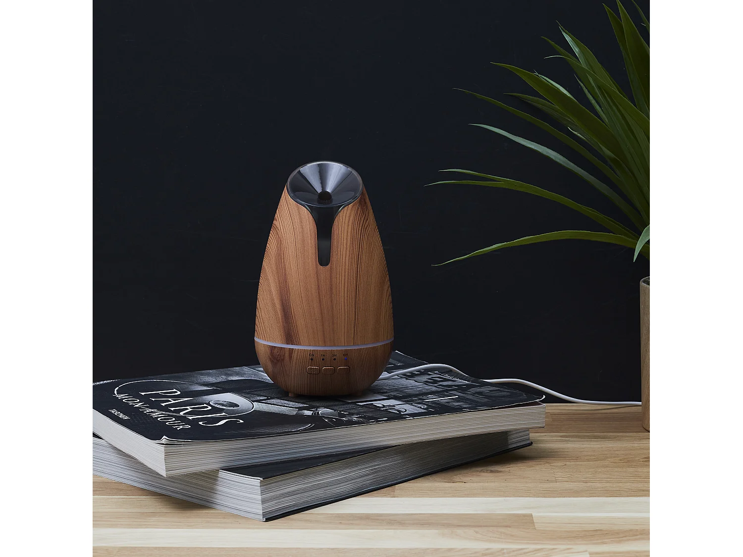 Diffuseur Lumineux Impression Bois Usb 120ml Marron