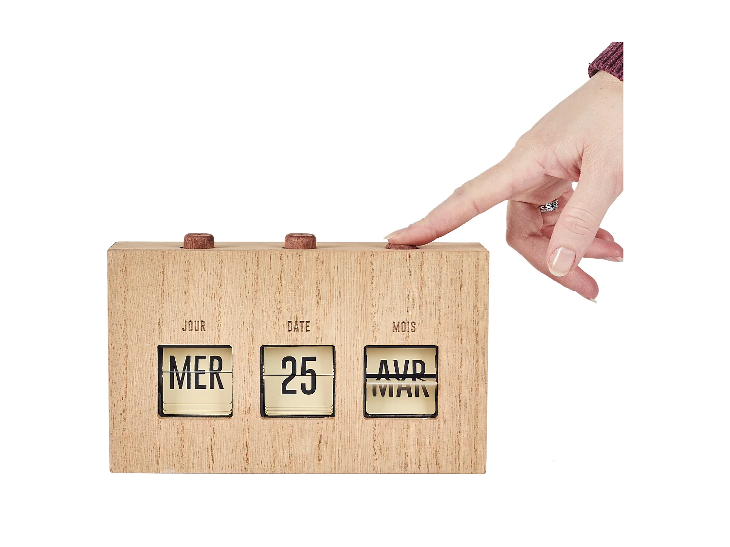 Calendrier Flip Flap Deco Effet Bois Marron, Noir