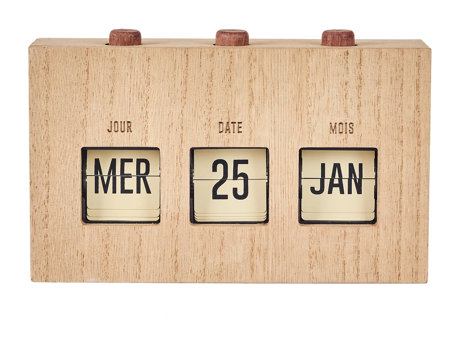 Calendrier Flip Flap Deco Effet Bois Marron, Noir