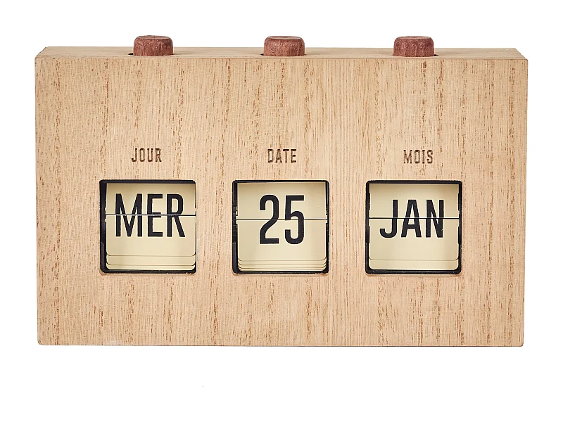 Calendrier Flip Flap Deco Effet Bois Marron, Noir