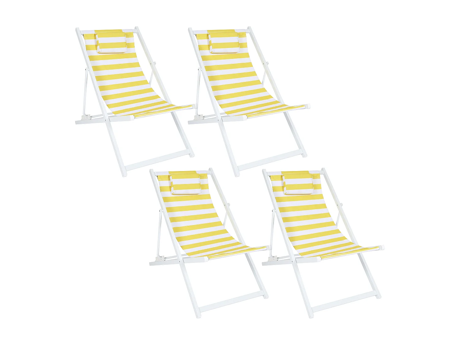 Chilienne Metal Rayures Jaunes - Lot De 4 Blanc, Jaune