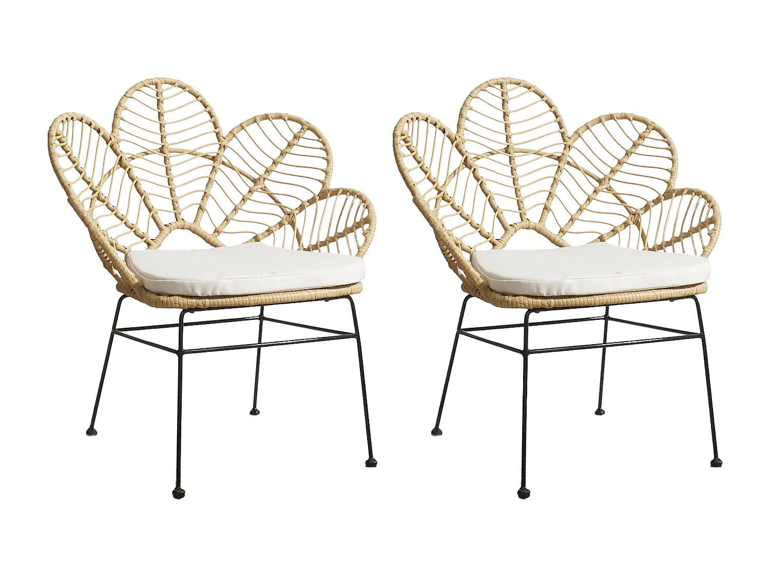 Fauteuil Honolulu - Lot De 2 Beige, Noir