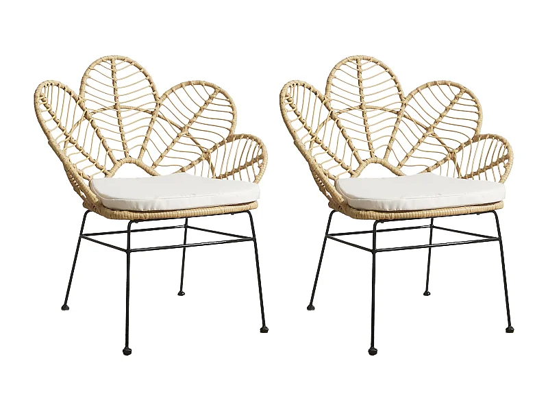 Fauteuil Honolulu - Lot De 2 Beige, Noir