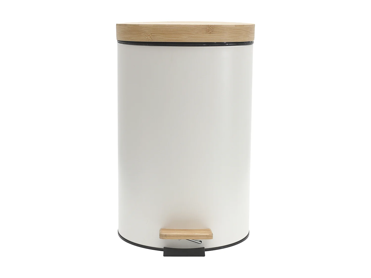 Poubelle A Pedale Metal Et Bambou Blanc X2 Blanc, Marron