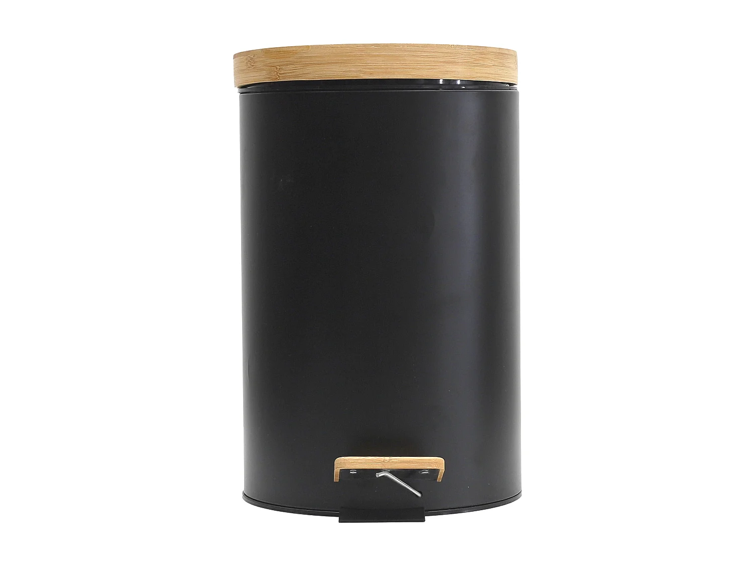 Poubelle A Pedale Metal Et Bambou Noir X2 Marron, Noir