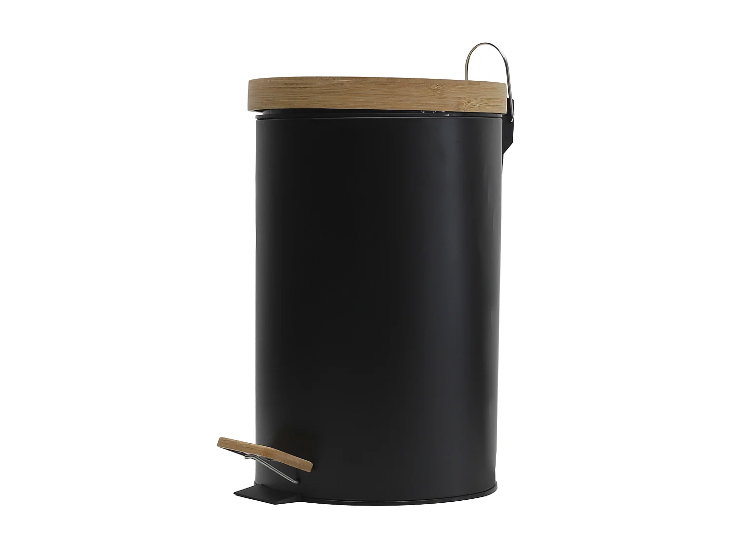 Poubelle A Pedale Metal Et Bambou Noir X2 Marron, Noir