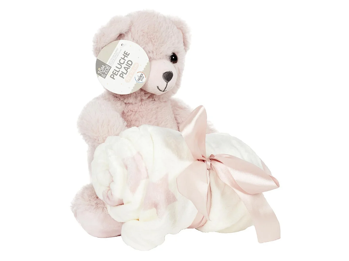 Peluche Ours - TOM ET ZOE - Rose - 20 cm