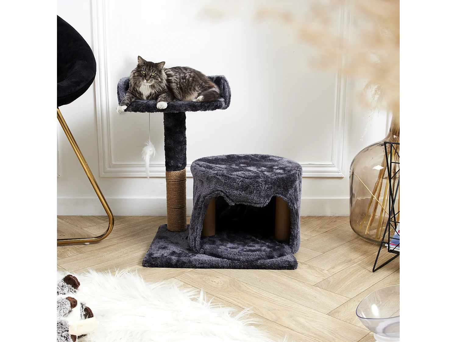 Arbre A Chat 35x30x48cm Gris