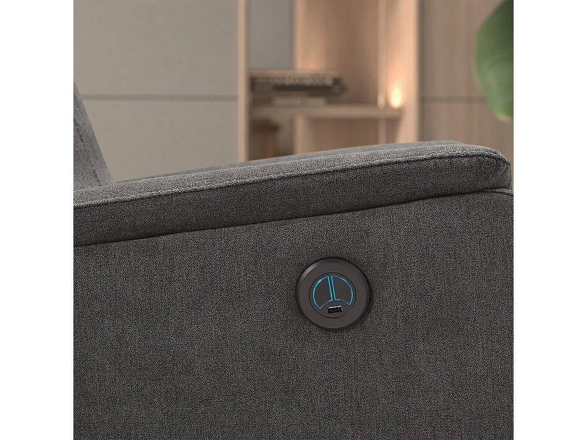 ALCANTAR - Fauteuil Relax Electrique Tissu Gris foncé