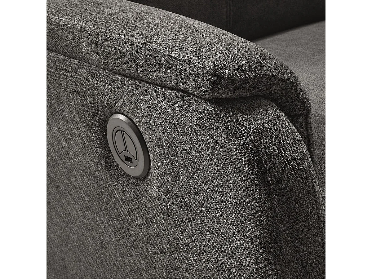 ALCANTAR - Fauteuil Relax Electrique Tissu Gris foncé