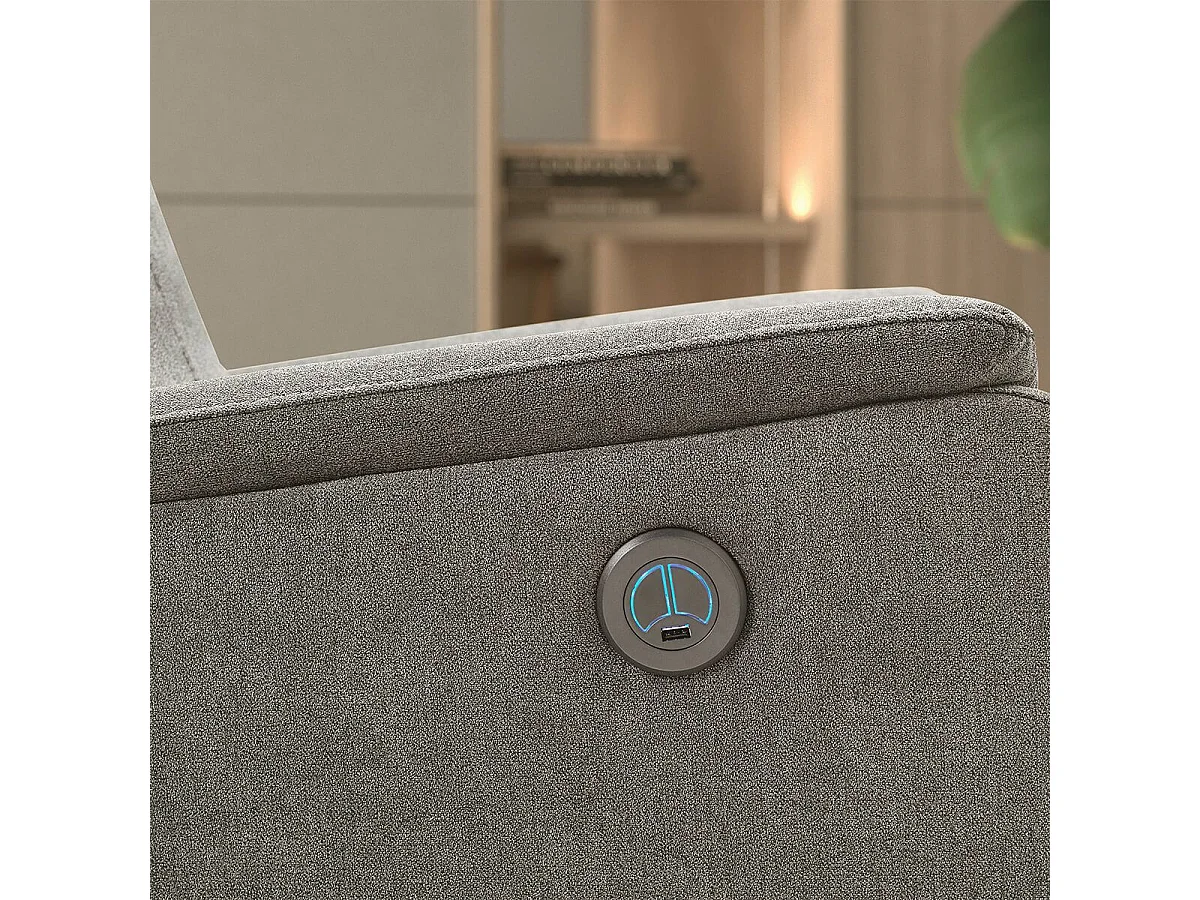 ALCANTAR - Fauteuil Relax Electrique Tissu Gris clair