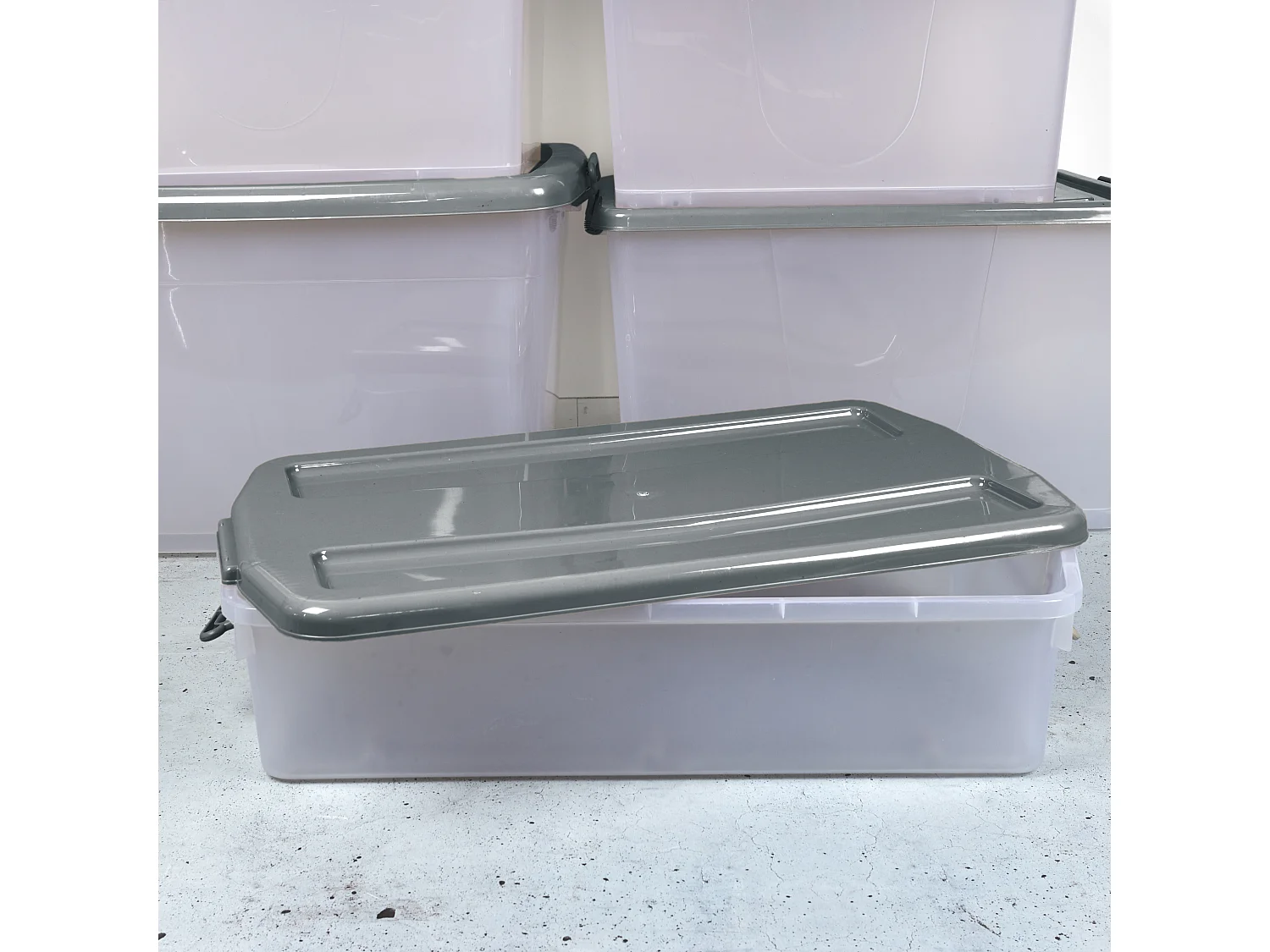 Boîte de Rangement - JE CHERCHE UNE IDEE - 45 L - Plastique - Gris et Transparent