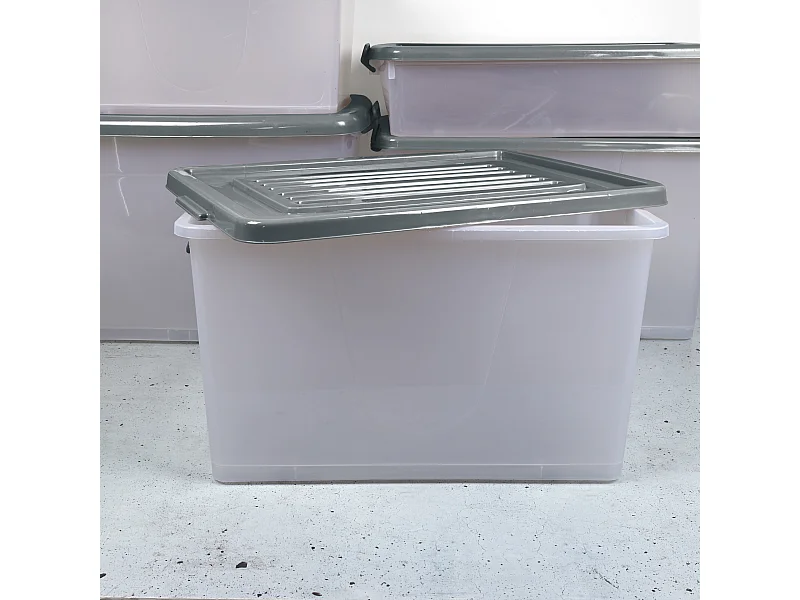 Boite De Rangement Plastique 75l Gris, Transparent