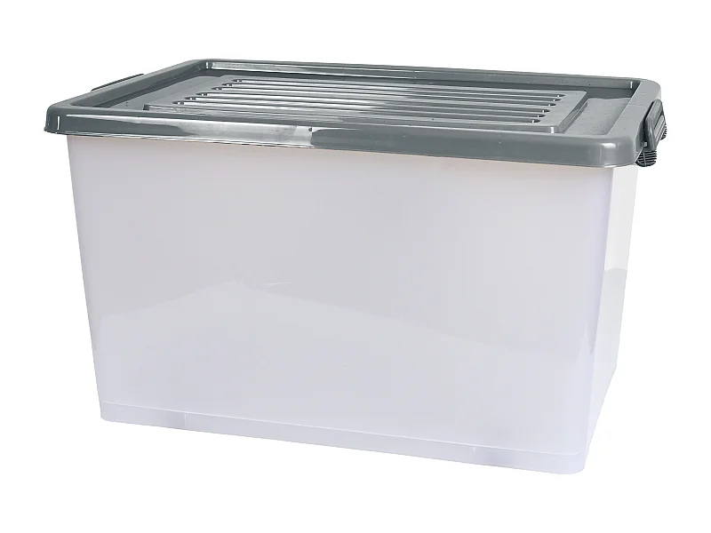 Boite De Rangement Plastique 75l Gris, Transparent