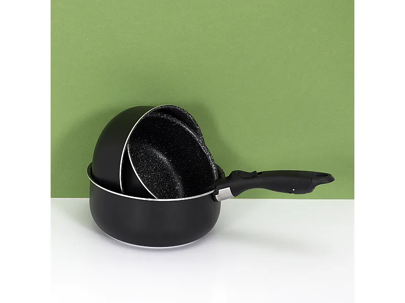 Casserole Effet Pierre X3 Poignee Universelle Noir
