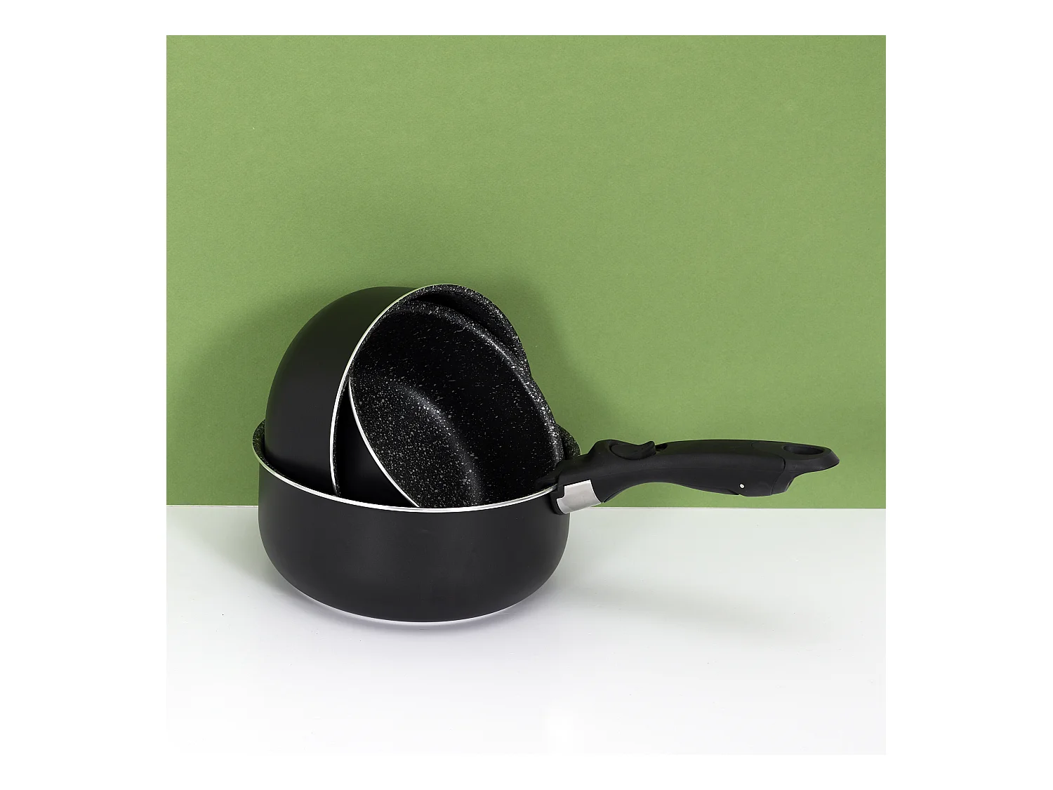 Casserole Effet Pierre X3 Poignee Universelle Noir
