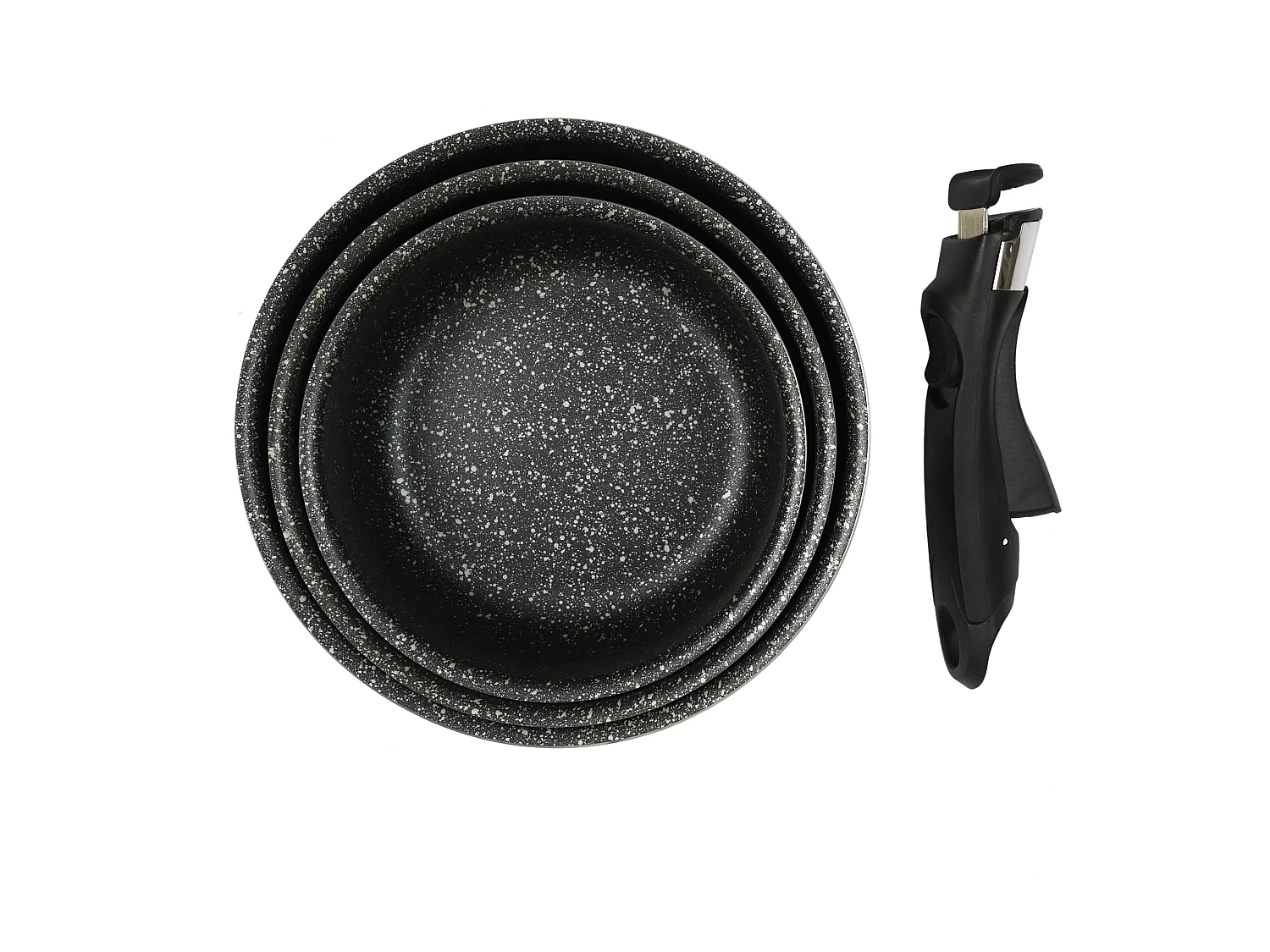 Casserole Effet Pierre X3 Poignee Universelle Noir