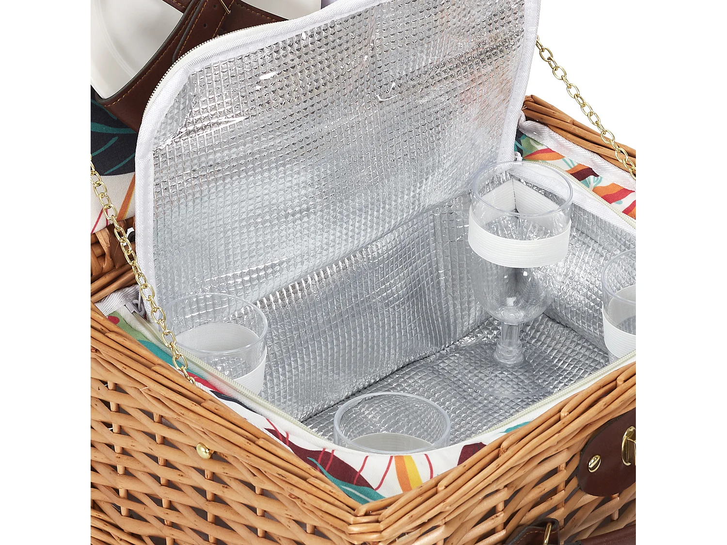 Panier Pique Nique 4 Personnes Paradis Exotique Rouge, Marron, Blanc