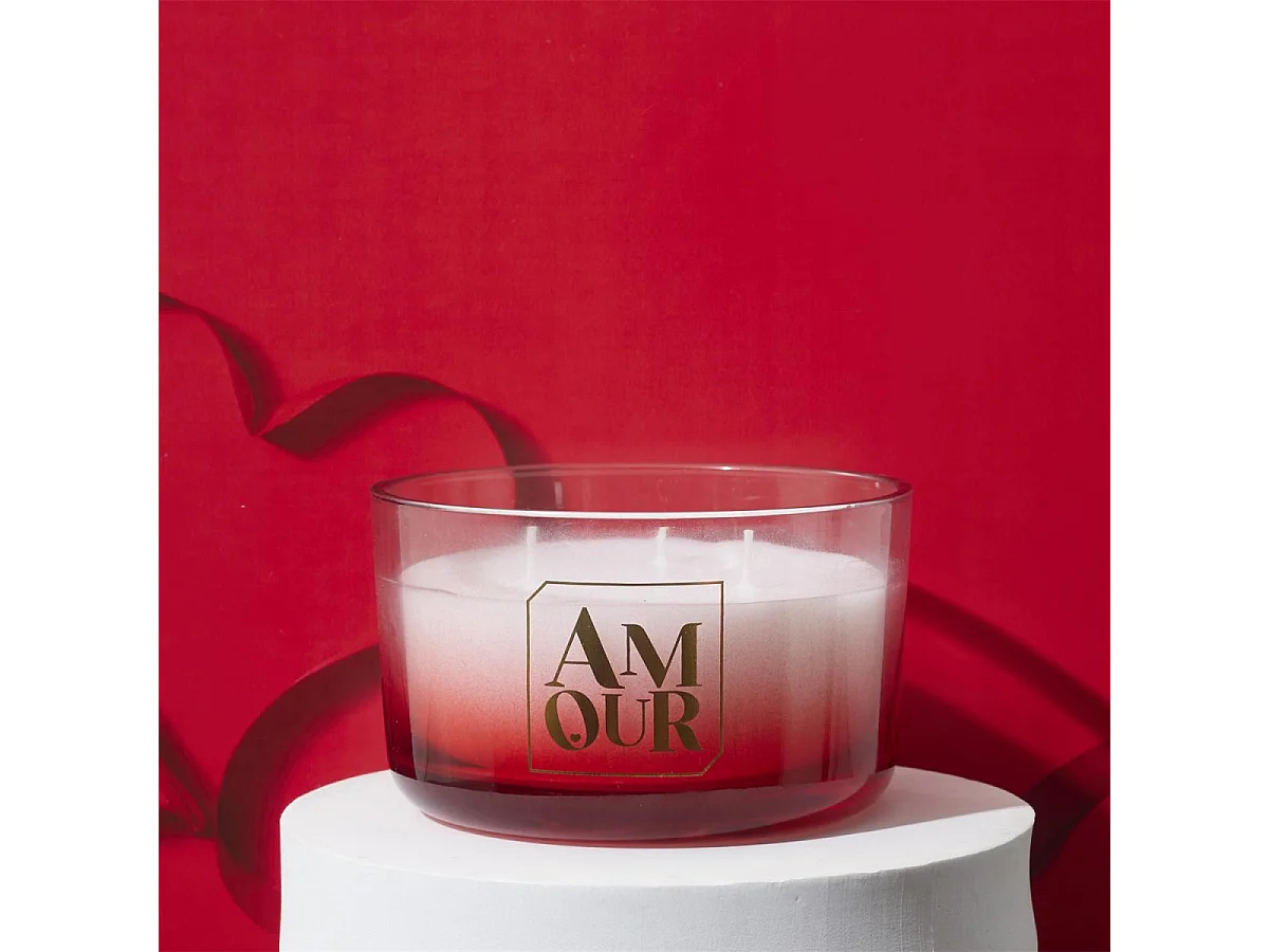 Bougie Parfumee 3 Meches Coffret Cadeau Amour Rouge